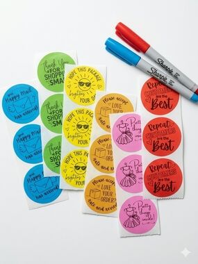 Small Business Summer Sticker Mix • Set of 120 • LARGE 2" Round Shipping Labels